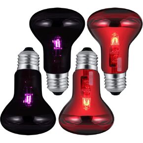 4 Pieces 75W Infrared Moonlight Night Heat Lamp Heating Bulb UVA Basking Spot Bulb for Lizard Reptile Amphibian Turtle Snake Chameleon Use, 2 Colors