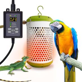 SYSAI Bird Cage Heater with Intelligent Thermostat Controller,Anti-bite Power Cord Protector, Reliable Heating 24x7,Unique Red Light Lamp,Small Pet Winter Warming Equipment(50W)