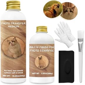 WAN2TLK Photo Transfer Medium Kit, with Gloss Varnish, Gel Medium for Photo Transfer Can Transferring Photos to Wood and Other Hard Surfaces, Ideal for DIY Wood Photo (Gloss Finish)