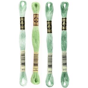 DMC 6-Strand Embroidery Cotton Bundle - Nile Green Color Family - 4 Skeins of Thread - 8.7yd Skeins