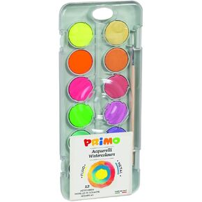 PRIMO Watercolor Palette Set, 12-Colors Metallic & Florescent Set, Bright and Vivid Colors, For Young Artists