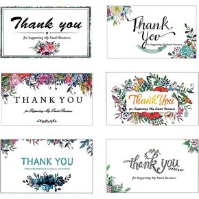 300PCS Thank You For Supporting My Business Cards,6 Styles 3.5’’*1.97’’Customer Appreciation Card For Shop Online Retailers,Local Stores Business Supplies thank for you order.