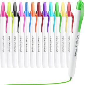 Clicks Retractable Markers,12 Colors Watercolor pen for Kids, Clicks Art Markers, School Supplies for Kids, Holiday Gifts for Kids.