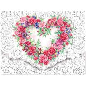 Carol Wilson Fine Arts Inc. Rose Heart Portfolio Embossed Die Cut Notecards (ncp2149)