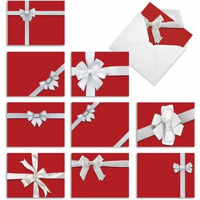 The Best Card Company - 10 Blank Christmas Note Cards with Envelopes (4 x 5.12 Inch) - Fun Assorted Holiday Notecard Set - Retro Tannenbaum M6648XSB in Kuwait