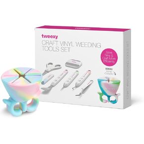 Tweexy Craft Vinyl Weeding Tools Set with Scrap Collector, Precision Craft Vinyl Tools Kit, 7 pcs Weeding Kits for Cricut, Crafting, Equipped with Tweexy Scrap Collector Ring (Unicorn)