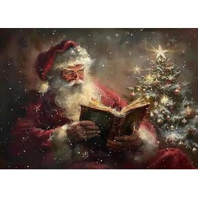 5D الشتاء عيد الميلاد الماس مجموعات الطلاء للبالغين المبتدئين، عيد الميلاد سانتا كلوز قراءة كتاب الماس الفن عدة، DIY كامل جولة الحفر الماس نقطة جوهرة الفن مجموعات للبالغين، ديكور جدار المنزل 15.7x11.8 بوصة in Kuwait