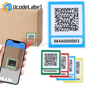 ملصقات ZbZcYmt QR Code ملصقات قابلة للمسح الضوئي لصناديق التخزين - على تطبيق iOS وAndroid (UcodeLabel) - 50 ملصقًا - أزرق in Kuwait