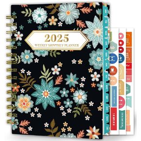 Ymumuda 2025 Planner, 12-Month Daily Weekly Monthly Planner from JAN.2025 to DEC.2025, 8.4" X 6", Spiral Planner Notebook with Stickers, Elastic Closure, Inner Pocket