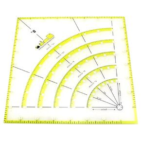 Acrylic Patchwork Ruler 8x8 inch, Multi-Function Curved and Scalloped Circular Cutting Ruler for DIY Patchwork Compasses, Patchwork Sewing Tools, Cutting Cloth Ruler templates 1PCS