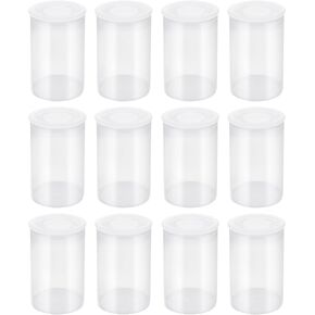 Quacc 12 PCS Clear Film Canisters with Lids, Film Canister Rocket Tube for Science Art Project, Empty Small Film Cans Sewing Storage Case Containers for Supplement Bead Fish Hook