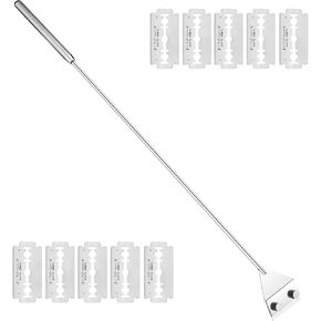 Algae Scraper for Glass Aquarium,Fish Tank Scraper with 10 Replaceable Blades,Aquarium Glass Cleaner Scraper (Silver-18.5 Inch).