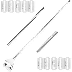 Algae Scraper for Glass Aquarium,Fish Tank Scraper with 10 Replaceable Blades,Aquarium Glass Cleaner Scraper (Silver-18.5 Inch).