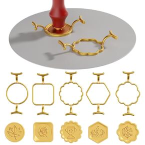 5PCS Metal Wax Seal Molds for 1 Inch Wax Seal Stamp, Wax Seal Stamp Rings Set with 1PC Silicone Mat, Sealing Wax Stamp Kit
