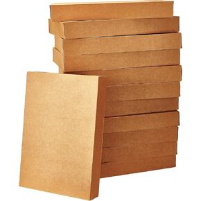 JOYIN 12PCS Christmas Shirt Gift Boxes with Lids for Presents, 14.25" x 9.5" x 1.8" Brown Kraft Clothes Gifts Wrap Boxes with Tissue Paper for Sweater, Robe, Xmas, Holidays, Father's Day, Birthdays
