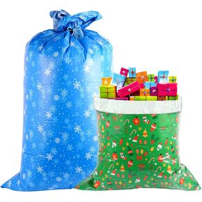 ysmile Oversized Gift Bag for Christmas, Extra Large Christmas Plastic Bag, 60 Inch Jumbo Gift Bag Holiday Present Wrap Big Bag