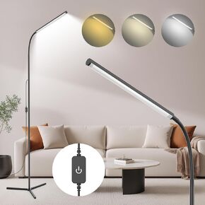 Bright LED Floor Lamp with Adjustable Gooseneck Reading Floor Lamps Stepless Dimming Eye Protection Floor Lamp for Bedroom Floor Lamps for Living Room