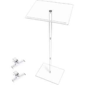 Trmullory Acrylic Podium Stand Angle Adjustable 17.7" L x 13.7" W x 47" H Clear Podium Suitable Pulpit Podium for Concerts、Churches、classrooms、lectures、 Weddings Portable Podium