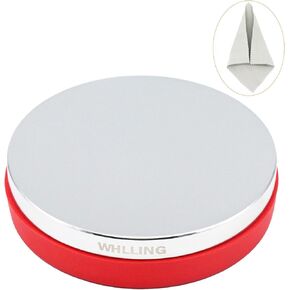 WHLLING Bench Block with Silicone Cushion Base, Made of Hardened Tool Steel with Super Smooth Surface for Metal Working and Custom Jewelry Stamping (Dia: 3", H: 3/4")(Blue Base)