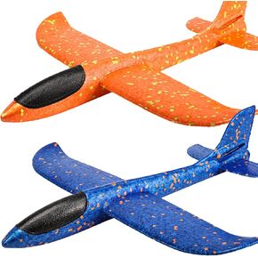 2 Pack Airplane Toys,17.5" Large Throwing Foam Plane,Foam Airplanes For Kids,2 Flight Mode Glider Plane,Outdoor Sport Toys Birthday Party Favors Foam Airplane,Gifts For 3 4 5 6 7 Year Old Boy