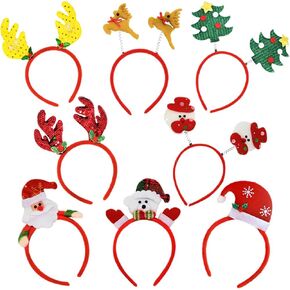 8 PCS Christmas Headbands, Christmas Head Toppers Xmas Headwears for Kids Women Men Christmas Costume Accessories Holiday Party Favors