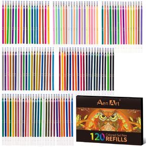 Aen Art 120 Colors Gel Pens Refills for Adult Coloring Books, 40% More Ink Colored Gel Pens Set
