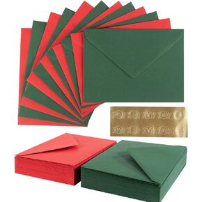 100 Pieces Christmas A6 Envelopes Colorful 4x6 Envelopes for Greeting Cards, Birthday, Weddings, Baby Shower Invitation Cards (6 1/2 x 4 3/4 Inches, Red/Green)