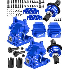 RC Diff Housing Gearbox Case Upgrades Part for 1/8 Typhon Kraton Outcast Notorious 6S BLX,1/7 Infraction Limitless Mojave Felony 6S BLX,Front Rear Transmission Box w/ 43T+10T Gear,Navy Blue