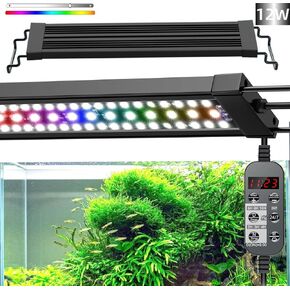 LED Aquarium Light, 24/7 Full Spectrum Dimmable Submersible Light 24-30 inch 24W for 20/25/30 Gallon Fish Tank, Day+Night Mode DIY Timer Auto On Off, High Brightness 8 Colors RGB Mode