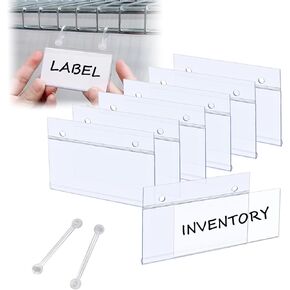 ChanQnTon Shelf Labels 60 Count, Label Holder with Easy Clip Hanger and Matched Blank Label Inserts,Basket Labels and Price Tags,Shelf Tags for Wire Shelving,Labels 3.15x1.57inch