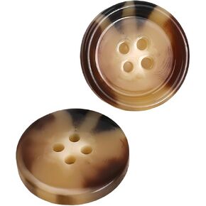20PCS Resin Round Buttons Craft Sewing Snaps 4 Holes Handmade DIY Accessories (Khaki, 18mm)