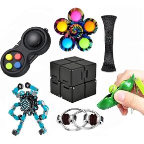 7 PCS Fidget Toys Adults Set,Relieves Stress Anxiety Fidget Toys for Kids and Adults with Add,ADHD, Autism or Anxiety,Easter Basket Stuffers Gift for Kids Teen Cool Gadget