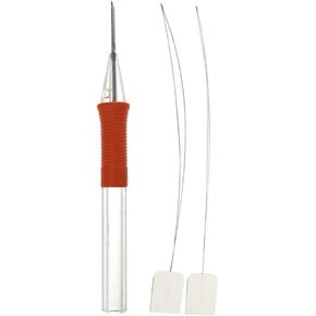 AKOAK 1 Needle 2 Thread Embroidery Piercing Needle, Embroidery Pen, DIY Craft Embroidery Thread Knitting Sewing Accessories for Beginners Embroidery Sewing Needlework (Orange)