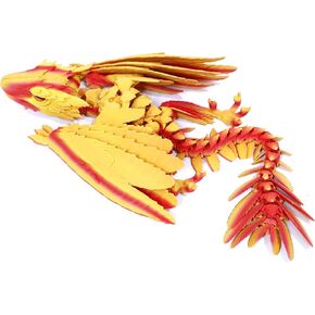 Feathered Wyvern Dragon - 35cm/13.7 inch Large 3D Printed Dragon with Wings, Articulated Animals for Desk Fidget Toy, 3D Printing Gift (Autumn)