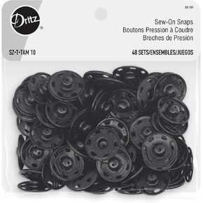 Dritz, 7/8", Black, 48 Sets Sew-On Snaps, Size 10, 48ct, Count