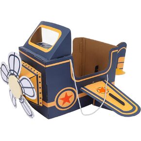 TOYANDONA Wearable Cardboard Airplane Toy Boy Outfit Dress Toddler Airplane Costume Cardboard Making Toy Interactive Toy DIY Aircraft Toy Blue, 92.5X77.5cm