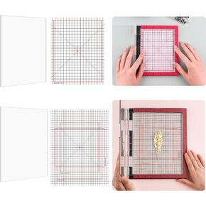 Briartw 2 Size/Set Photopolymer Grip Mat with Printed Guides | Fit in Stamp Positioning Tool | Multi-Use Non-Slip Sticky Mats for Stenciling, Ink Blending & More! (4.75x6", 6.5x8.5" Sizes)