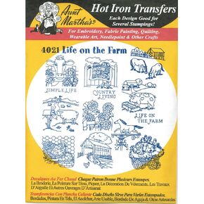 Life on the Farm Aunt Martha's Hot Iron Embroidery Transfer