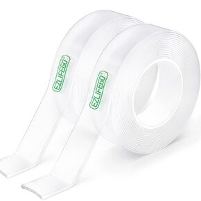 Double Sided Tape Heavy Duty(Extra Large, Pack of 2, Total 396 Inch), Nano Double Sided Adhesive Tape, Clear Mounting Tape Picture Hanging Strips, Removable Wall Tape Sticky Poster Tape Decor