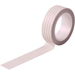 1 Roll White Color Grid Tape Decorative Stickers Wide Adhesive Paper Masking Tapes for School Supplies, Party Theme DIY Decor, Gift Box Decoration Arts and Crafts Tape Adhesives 15 mm (Pink)
