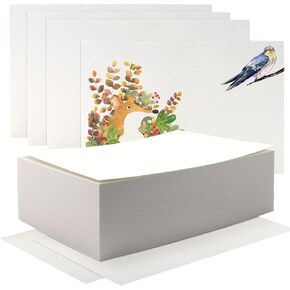 Fyess 80Pcs 100% Rag Cotton White Watercolor Paper 140lb Heavyweight Paper Watercolor Paper Cards Cold Press Paper Bulk Watercolor Drawing Student Artist for Kids,6 x 9 inch