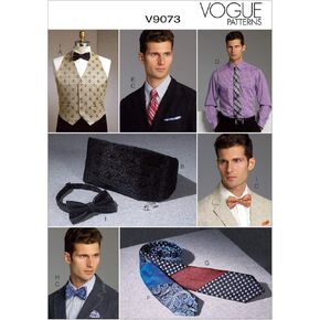 Vogue Patterns V9073 Men's Vest, Cummerbund, Pocket Square and Ties Sewing Template, One Size