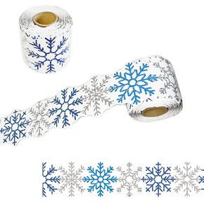 69 Feet Winter Snowflake Themed Bulletin Board Border, Christmas Snowflake Pattern Border Trim Border Stickers Winter Classroom Decoration Strip Winter Christmas Classroom Blackboard Wall Decoration