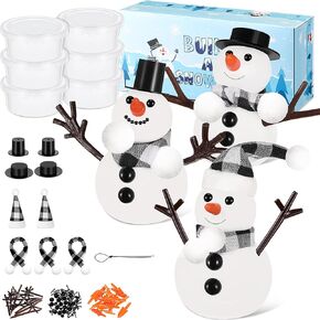 Shappy 6 Pack Christmas Craft DIY Snowman Kit Build a Snowman Crafts Air Dry Modeling Clay Classroom Reward Holiday Christmas Party Favors Christmas Stocking Stuffers(Red,Chic)