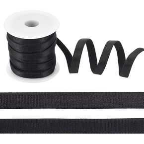 NBEADS 10.94 Yards Flat Elastic Band, 0.35 Inch Black Width Elastic Shoulder Strap Bra Strap Elastic Trim Elastic Cord Roll for DIY Shoulder Bra Clothes Sewing Project