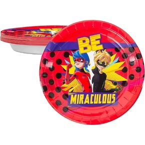 Miraculous Ladybug Paper Plates Set – 20 Plates - Celebration, Birthday Party, Toddlers - Cat Noir - Party Supplies - Officially Licensed