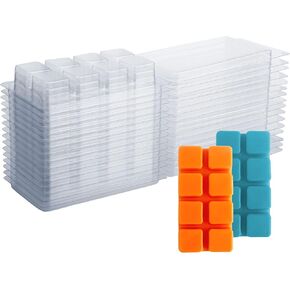Wax Melt Containers-8 Cavity Clear Empty Plastic Wax Melt Molds-50 Packs Cubes Clamshells for Tarts Wax Melts.