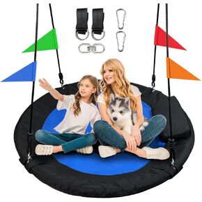 40 Inch Tree Swing for Kids Outdoor，Spider Web Tree Swing,850Lb Weight Capacity,900D Oxford Waterproof with Handles, with 71" Adjustable Hanging Straps，for Backyard, Playground (New 6 Colors)