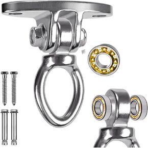 SELEWARE Silent Bearing Swivel Swing Hanger Stainless Steel Swing Hook Ceiling Mount Swing Bracket for Aerial Yoga Silks Swing Chair Heavy Bag Swing Set Indoor Outdoor Swing