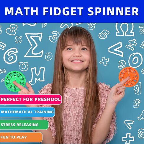 MEIEST Math Fidget Spinners، أدوات حقائق الرياضيات التعليمية المضحكة، لعبة ألعاب تعلم وتعليم الرياضيات، هدية إبداعية (18 قطعة) in Kuwait